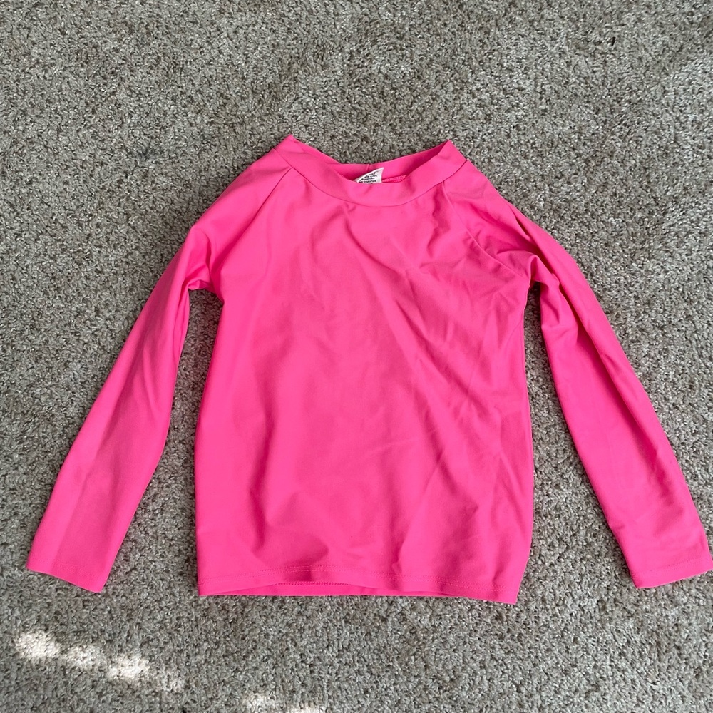 Pink Long-Sleeve Rashguard Swim Top